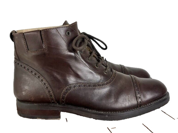 REM ROM Boots Mens 42 Brown Leather Lined Lace Up Hand Made In Italy Cap Toe main image 13